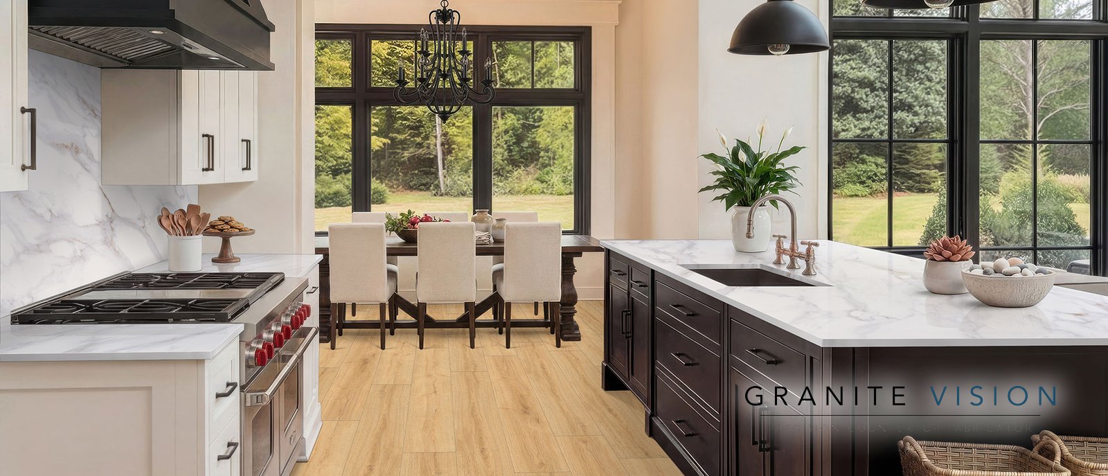Calacatta Castana Quartz in a kitchen