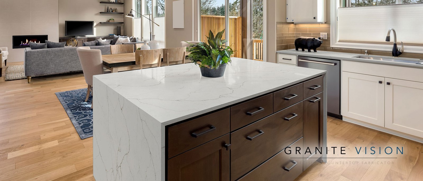 Calacatta Prado Quartz in a kitchen
